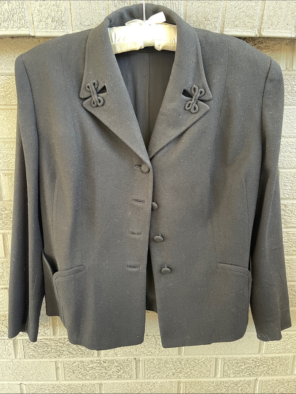 1940s Eisenberg Black 100% Wool Blazer- size L- EXCELLENT Condition!